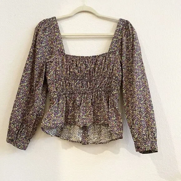 J. Crew Cinched-waist 100% Organic Cotton Top In Liberty Busy Izzy Fabric Size 8 - Picture 9 of 12